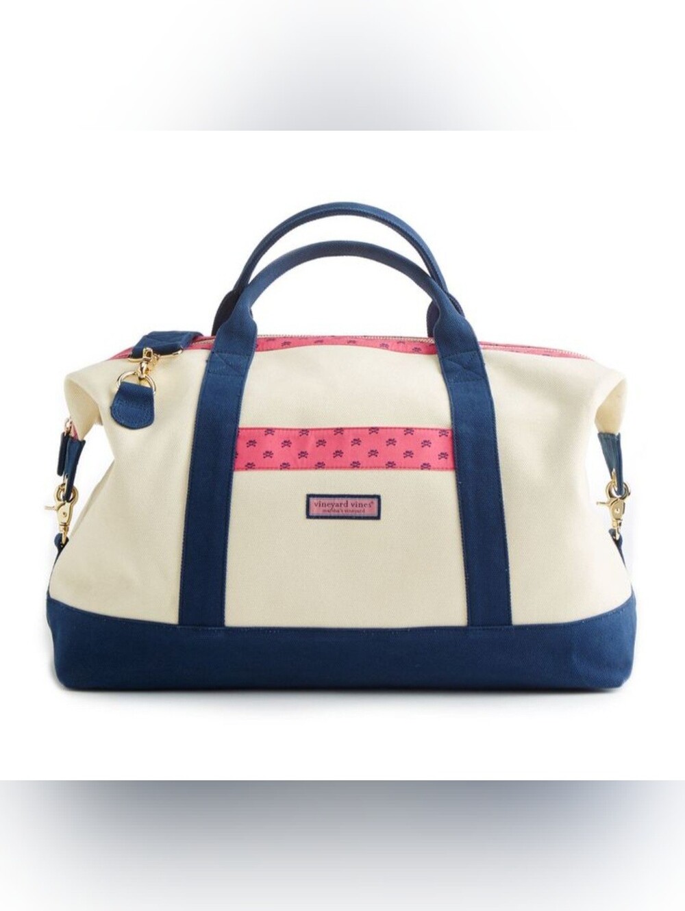 ​Vineyard Vines Weekender Duffel Bag Medium Navy/Pink (Stained)